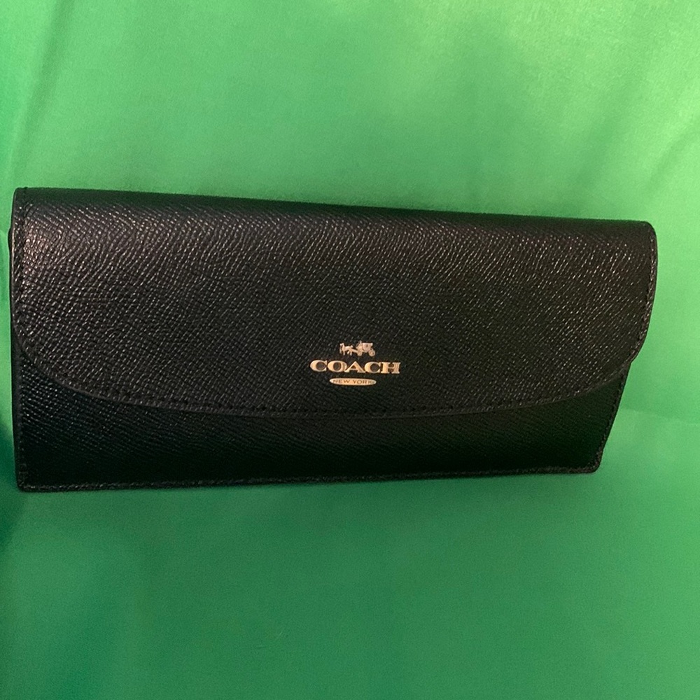 Coach Black Soft Wallet in Crossgrain Leather